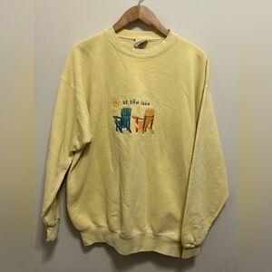 Vintage Oarsman 913 Sweatshirt Small Buttermilk Yellow At The Lake Pullover